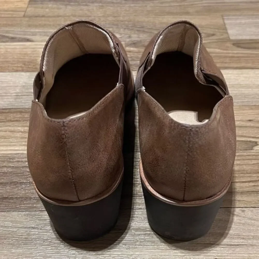 Life Stride Zora Wedge Slip on Faux Leather Upper Round Toe Brown Black Size 10W